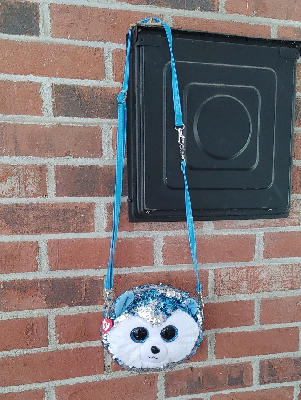 Ty Blue and White Sequin Husky Crossbody Purse (1058)